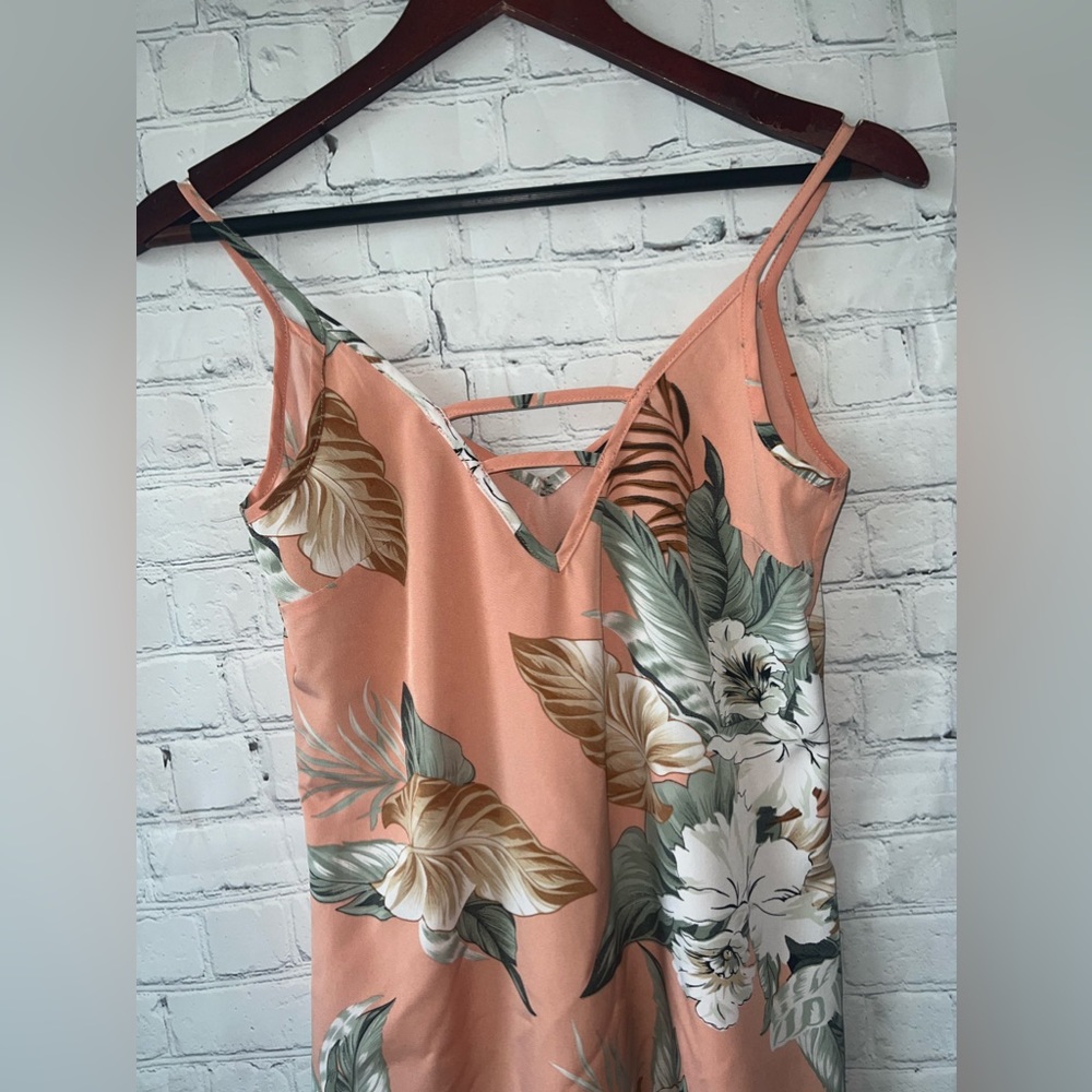 emery rose orange & green floral sleeveless blouse size XS - Picture 5 of 10